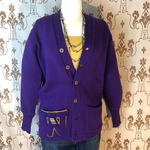 Vintage Wool Letterman Sweater- Go WA Huskies!